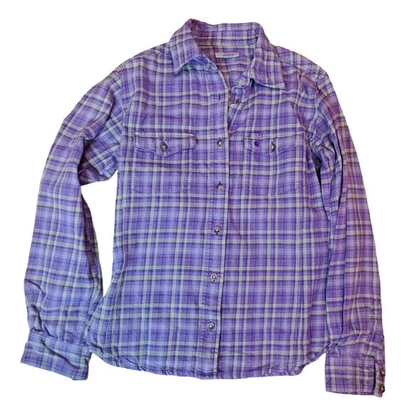 Carhartt For Women Plaid Flannel Long Sleeve Purple Button Up Shirt Size Sm 4/6 - Picture 5 of 13